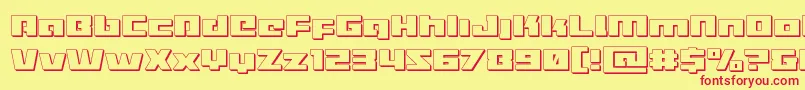 Turbocharge3D-Schriftart – Rote Schriften auf gelbem Hintergrund