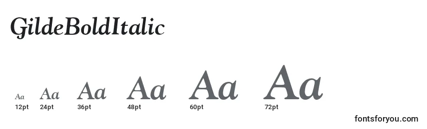 GildeBoldItalic Font Sizes