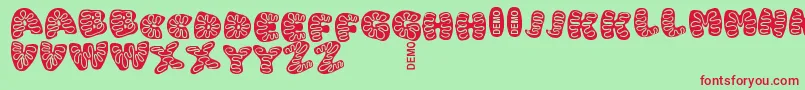IcingCookiesDemoフォントについての詳細 フォントIcingCookiesDemo – 赤い文字の緑の背景