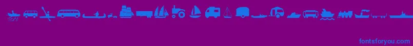 TransportMt-Schriftart – Blaue Schriften auf violettem Hintergrund