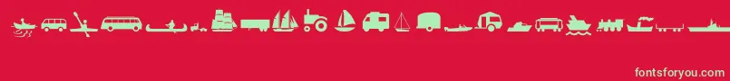 フォントTransportMt – 赤い背景に緑の文字