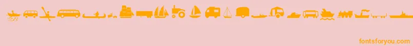 TransportMt-Schriftart – Orangefarbene Schriften auf rosa Hintergrund