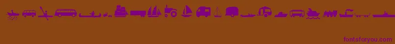 TransportMt-Schriftart – Violette Schriften auf braunem Hintergrund