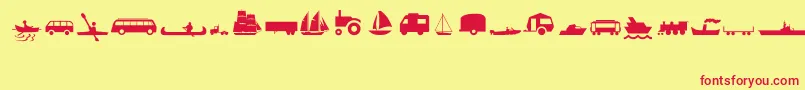 フォントTransportMt – 赤い文字の黄色い背景