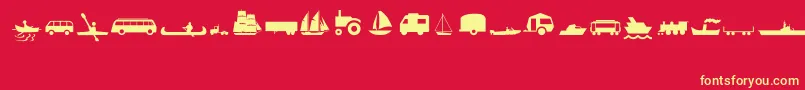 Fonte TransportMt – fontes amarelas em um fundo vermelho