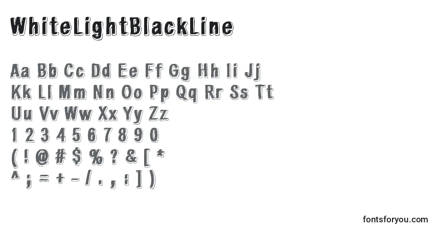 A fonte WhiteLightBlackLine – alfabeto, números, caracteres especiais