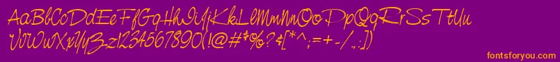 NevillescriptItalic Font – Orange Fonts on Purple Background