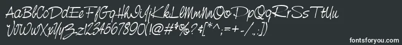 NevillescriptItalic-fontti – valkoiset fontit mustalla taustalla