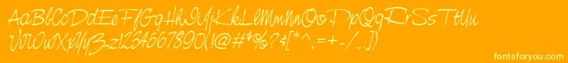 NevillescriptItalic Font – Yellow Fonts on Orange Background