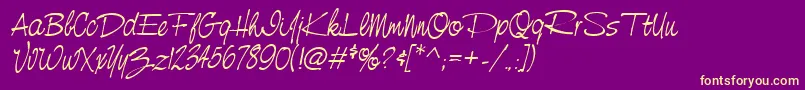 NevillescriptItalic Font – Yellow Fonts on Purple Background