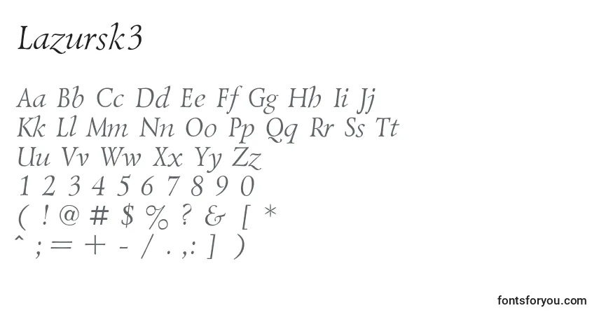 A fonte Lazursk3 – alfabeto, números, caracteres especiais