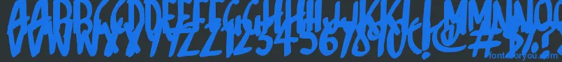 フォントSketchalot – 黒い背景に青い文字