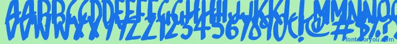 フォントSketchalot – 青い文字は緑の背景です。