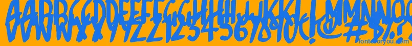 フォントSketchalot – オレンジの背景に青い文字