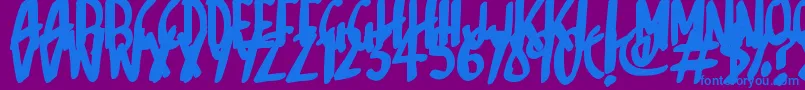 フォントSketchalot – 紫色の背景に青い文字