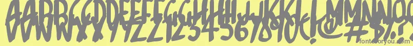 Sketchalot-fontti – harmaat kirjasimet keltaisella taustalla