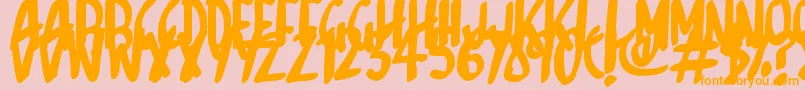 Sketchalot-Schriftart – Orangefarbene Schriften auf rosa Hintergrund