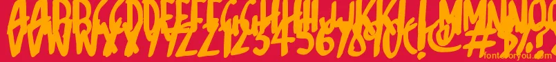 フォントSketchalot – 赤い背景にオレンジの文字