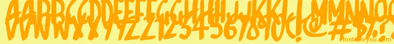 Sketchalot-Schriftart – Orangefarbene Schriften auf gelbem Hintergrund