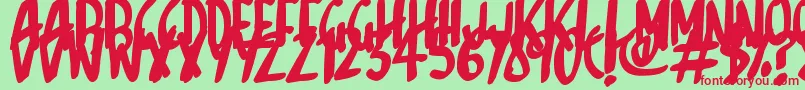 フォントSketchalot – 赤い文字の緑の背景