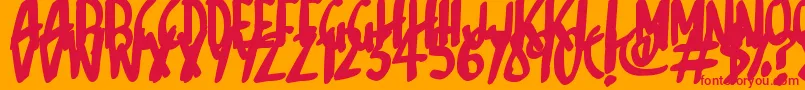 フォントSketchalot – オレンジの背景に赤い文字