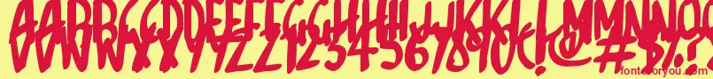 フォントSketchalot – 赤い文字の黄色い背景