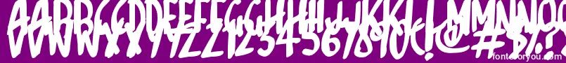 Sketchalot-Schriftart – Weiße Schriften auf violettem Hintergrund