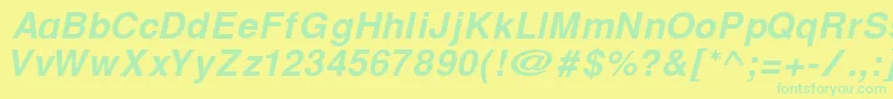 Fonte CyrillichelvetBolditalic – fontes verdes em um fundo amarelo