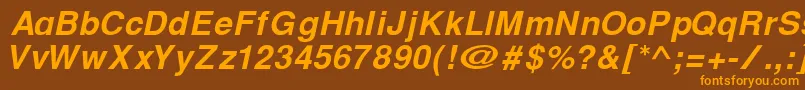 Fonte CyrillichelvetBolditalic – fontes laranjas em um fundo marrom