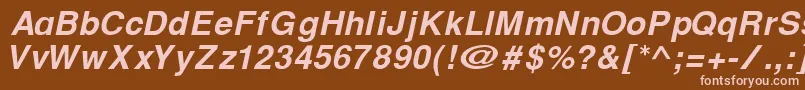 CyrillichelvetBolditalic Font – Pink Fonts on Brown Background