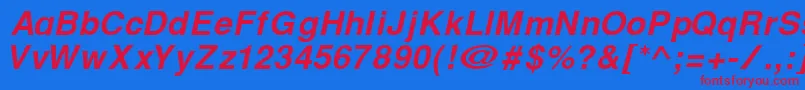 Czcionka CyrillichelvetBolditalic – czerwone czcionki na niebieskim tle