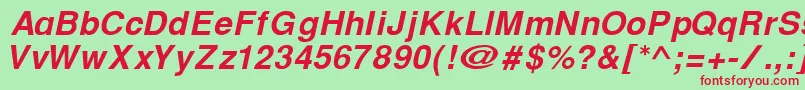CyrillichelvetBolditalic Font – Red Fonts on Green Background