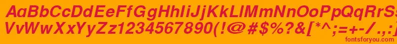 CyrillichelvetBolditalic Font – Red Fonts on Orange Background