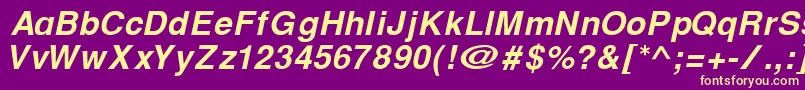 CyrillichelvetBolditalic-fontti – keltaiset fontit violetilla taustalla