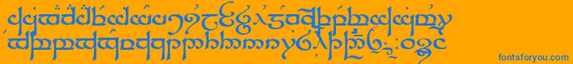 TengwarSindarin-Schriftart – Blaue Schriften auf orangefarbenem Hintergrund