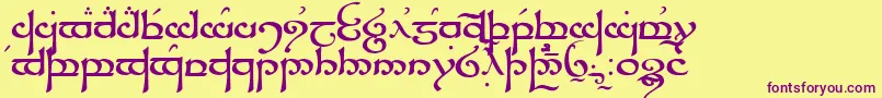 TengwarSindarin-Schriftart – Violette Schriften auf gelbem Hintergrund