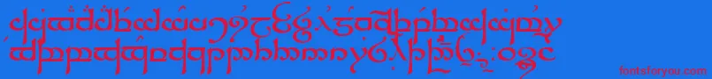 TengwarSindarin-Schriftart – Rote Schriften auf blauem Hintergrund