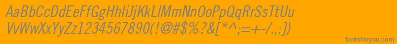 CommerceCondensedSsiCondensedItalic-Schriftart – Graue Schriften auf orangefarbenem Hintergrund