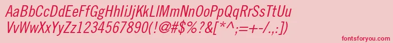 CommerceCondensedSsiCondensedItalic Font – Red Fonts on Pink Background