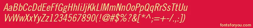 CommerceCondensedSsiCondensedItalic Font – Yellow Fonts on Red Background