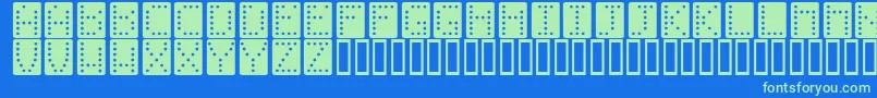 Dominoeffectnormal-Schriftart – Grüne Schriften auf blauem Hintergrund