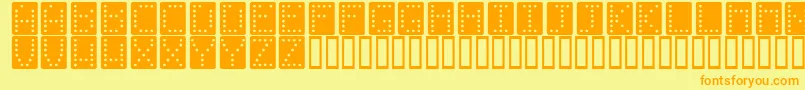 フォントDominoeffectnormal – オレンジの文字が黄色の背景にあります。