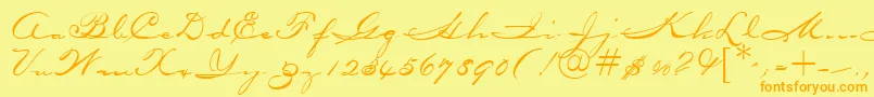 OceansideRegularDb-Schriftart – Orangefarbene Schriften auf gelbem Hintergrund