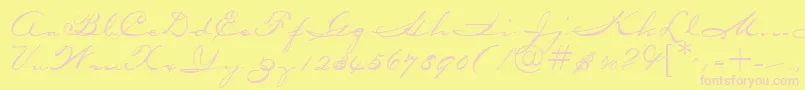 OceansideRegularDb-Schriftart – Rosa Schriften auf gelbem Hintergrund