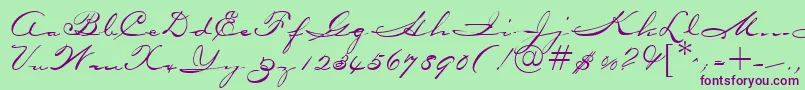 OceansideRegularDb Font – Purple Fonts on Green Background