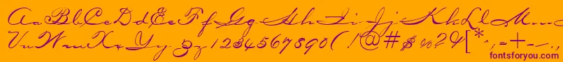 Weitere Informationen zur OceansideRegularDb-Schriftart OceansideRegularDb-Schriftart – Violette Schriften auf orangefarbenem Hintergrund