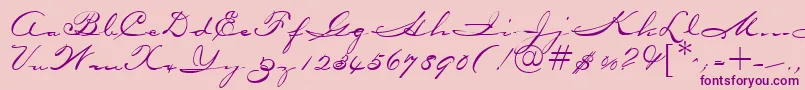Weitere Informationen zur OceansideRegularDb-Schriftart OceansideRegularDb-Schriftart – Violette Schriften auf rosa Hintergrund