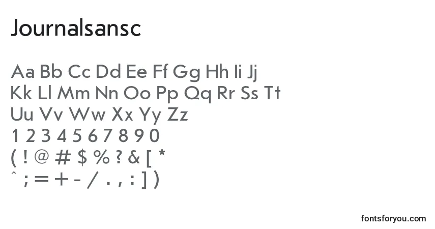 Schriftart Journalsansc – Alphabet, Zahlen, spezielle Symbole