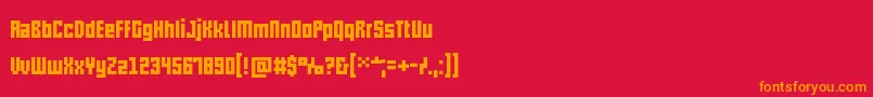 フォントPxlxxl – 赤い背景にオレンジの文字