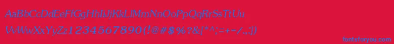 JasmineupcItalic Font – Blue Fonts on Red Background